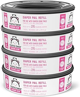 Amazon Brand - Mama Bear Blossoms Scented Diaper Pail Refills for Diaper Genie Pails, 1080 Count (4 Packs of 270 Count)