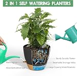 ZMTECH paquet de 2 10 Pots de plantes de pouce avec arrosage des lèvres auto-arrosage Planters avec trous de drainage et pot de fleurs amovibles de Saucer en plastique pour les plantes d'extérieur intérieur (Gray)