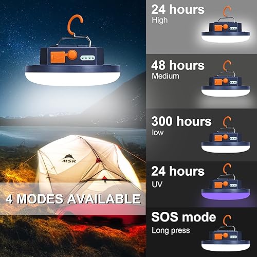 Miniatura 2 de IODOO - Linterna UV para campamento 10000 mAh 48 LED UV reflector 3000 lm luz blanca detector de orina de mascotas para orina de perrogato manchas