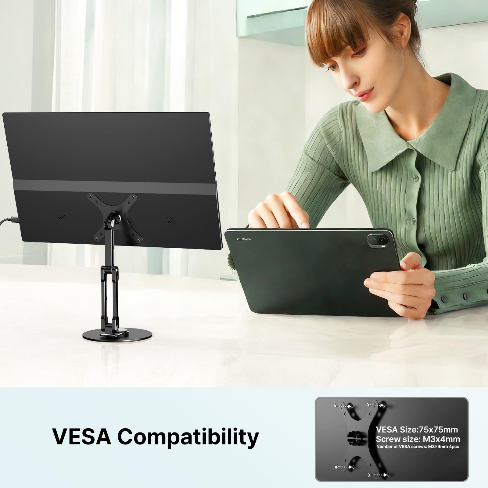 EVICIV Écran Tactile Portable 15,6 Pouces 125% sRGB Moniteur 1080P 2000:1 FHD IPS de Jeu Eye Care avec HDMI/USB-C pour Laptop/PC/Phone/Console de Jeu, VESA Mountable
