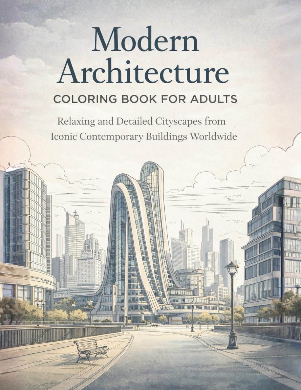 Modern Architecture Coloring Book for Adults: Relaxing and Detailed Cityscapes from Iconic Contemporary Buildings Worldwide