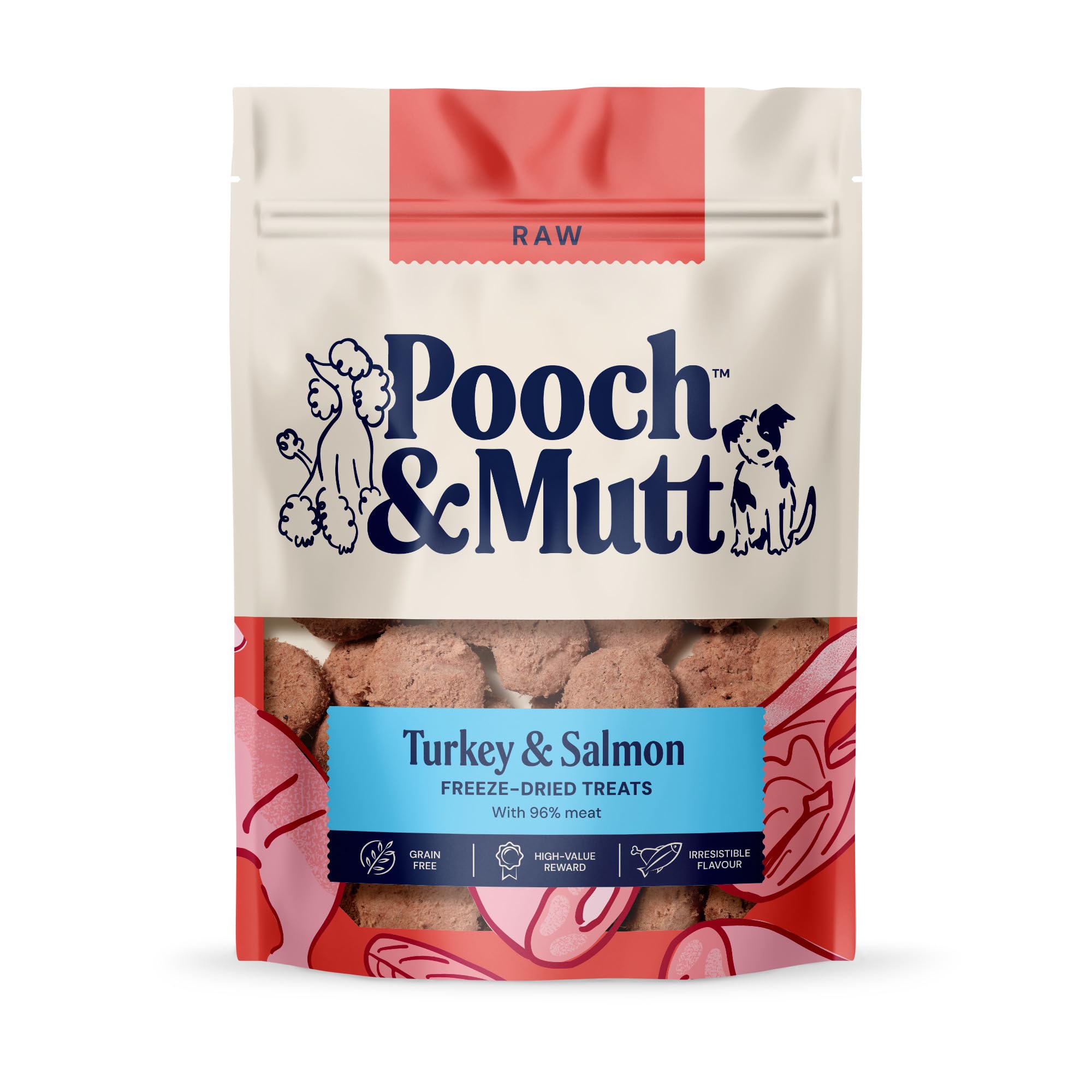 Pooch & Mutt - Freeze Dried Treats, Turkey & Salmon Dog Treats, 1x40g