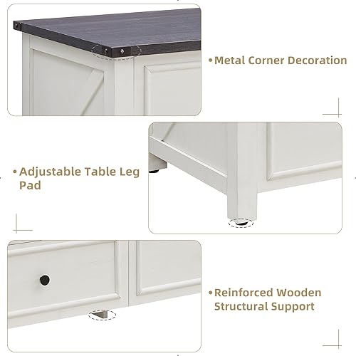 Miniatura 6 de Mesa de centro moderna de madera de granja de 48 pulgadas con 4 cajones de almacenamiento grandes mesa de centro decorativa rústica para sala de