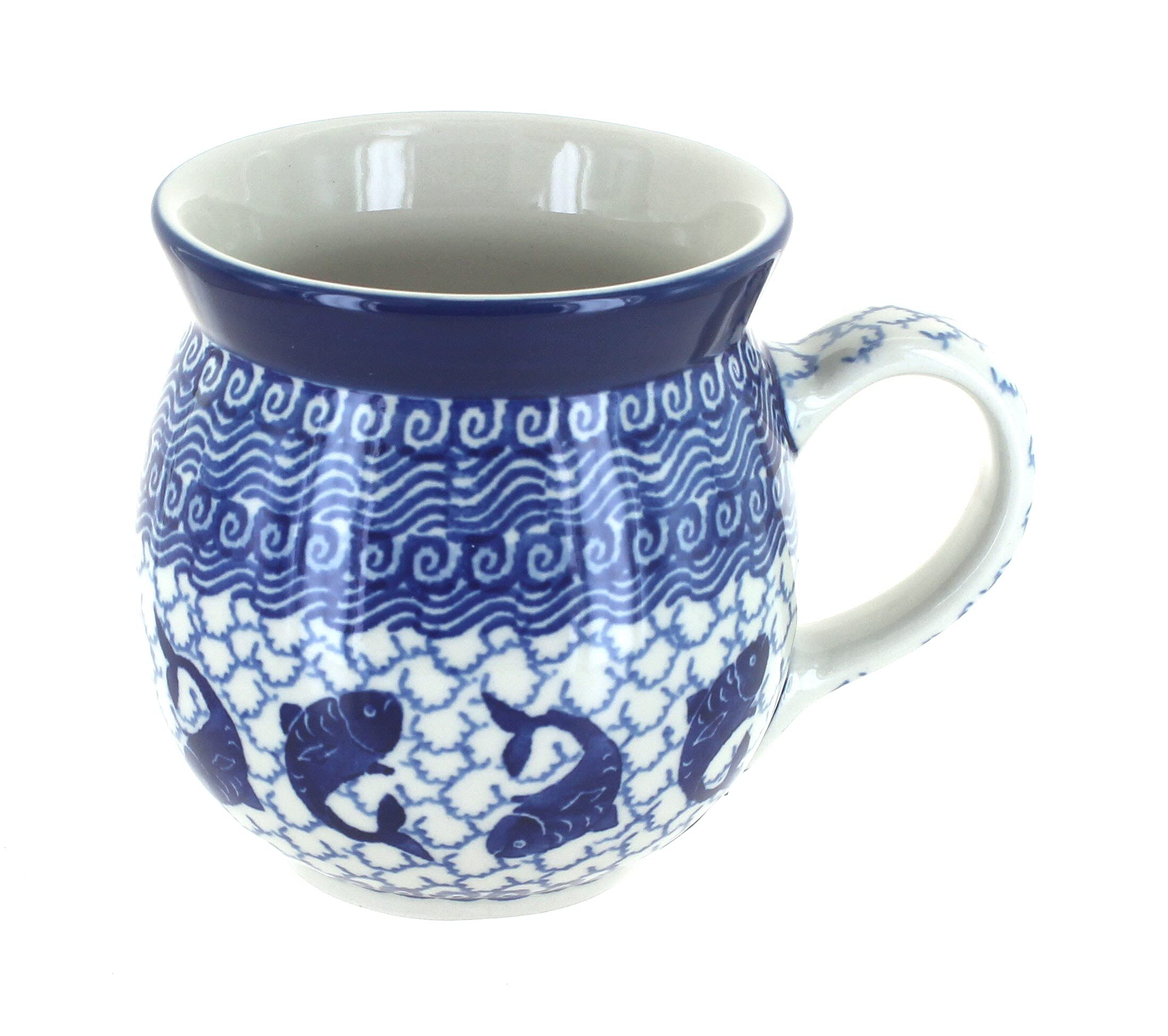 Blue Rose Polish Pottery Mosaic Beach Bubble Coffee Mug, Cups