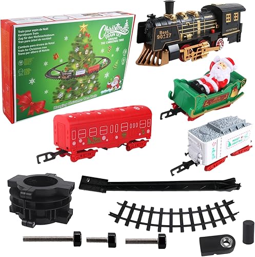 Tren eléctrico suspendido de Navidad, función de arranque y pausa fácil, material ABS, tren ferroviario de funcionamiento con batería, juguete