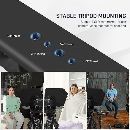 Miniatura 13 de GVM - Kit de teleprompter para cámaras digitales/videocámaras, kit de teleprompter portátil de 18.5 pulgadas con control remoto y aplicación