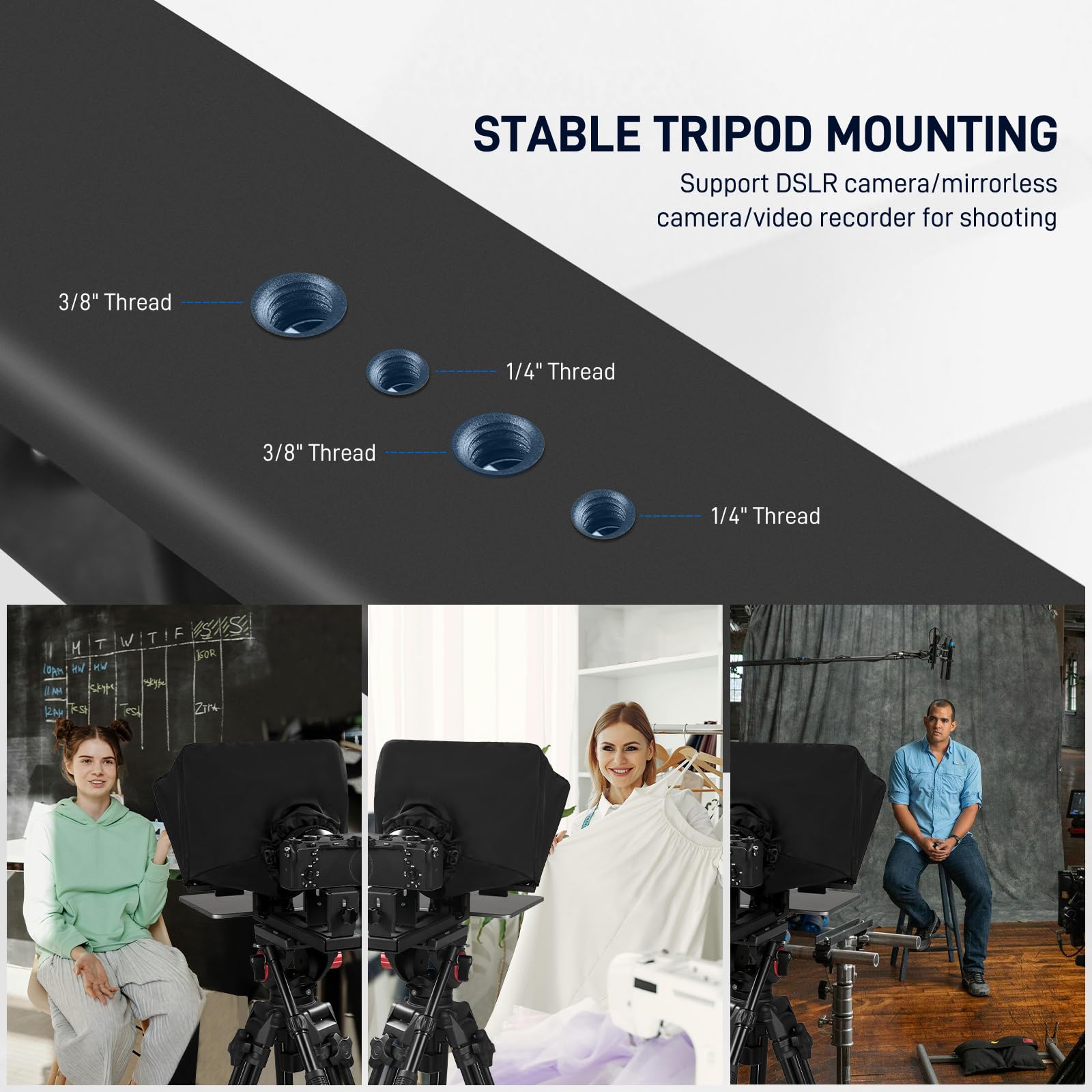 GVM Téléprompteur 12" avec télécommande et Application, téléprompteur Pliable pour Tablette, téléphone, Appareil Photo Reflex numérique, prompteur avec Sac de Transport, écran HD réfléchissant, pour