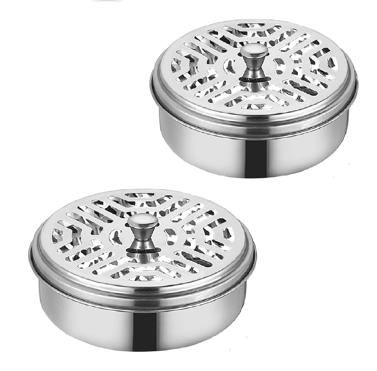 MISHI Stainless Steel Mosquito Coil Stand with Lid | Durable Anti-Rust Coil Holder with Smoke Vent | Safe Ash Catcher for Indoor & Outdoor Use | Portable Mosquito Coil Burner (2 Pieces)-picture-11