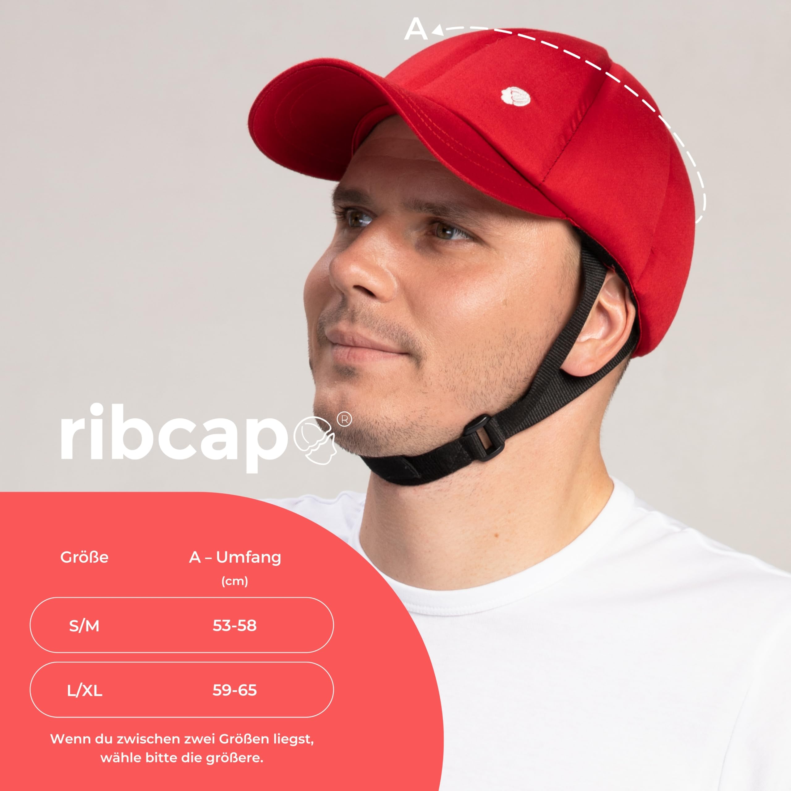 Ribcap Baseballmütze Medizinischer Schutzhelm – Sicherer und Stilvoller Kopfschutz für Sturzgefährdete | Rot | Ideal für Epilepsie, Erwachsene, Senioren und Aktivitäten