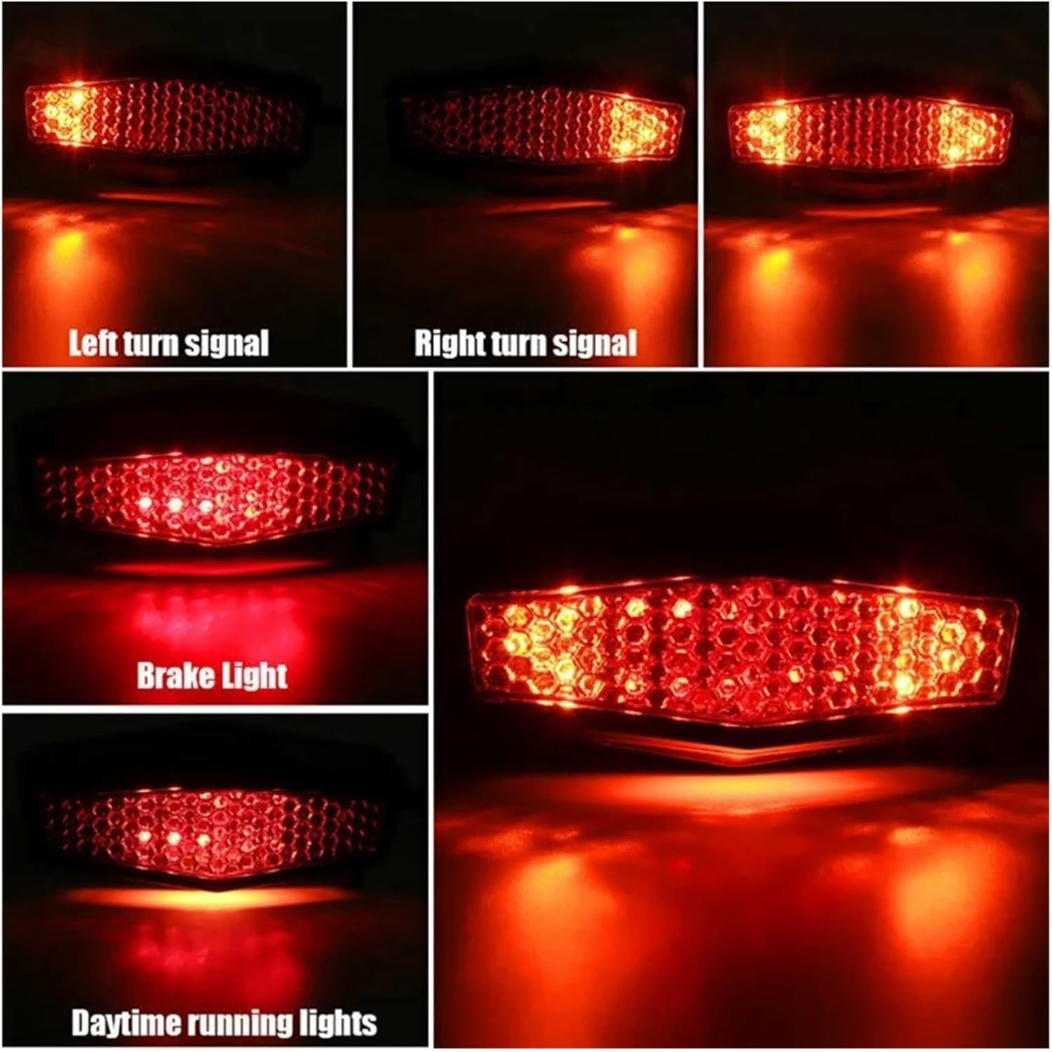 Fanale posteriore per moto Indicatori di direzione a LED 5 in 1 per moto, luci posteriori, luci di stop, luci targa, luci posteriori universali rosse