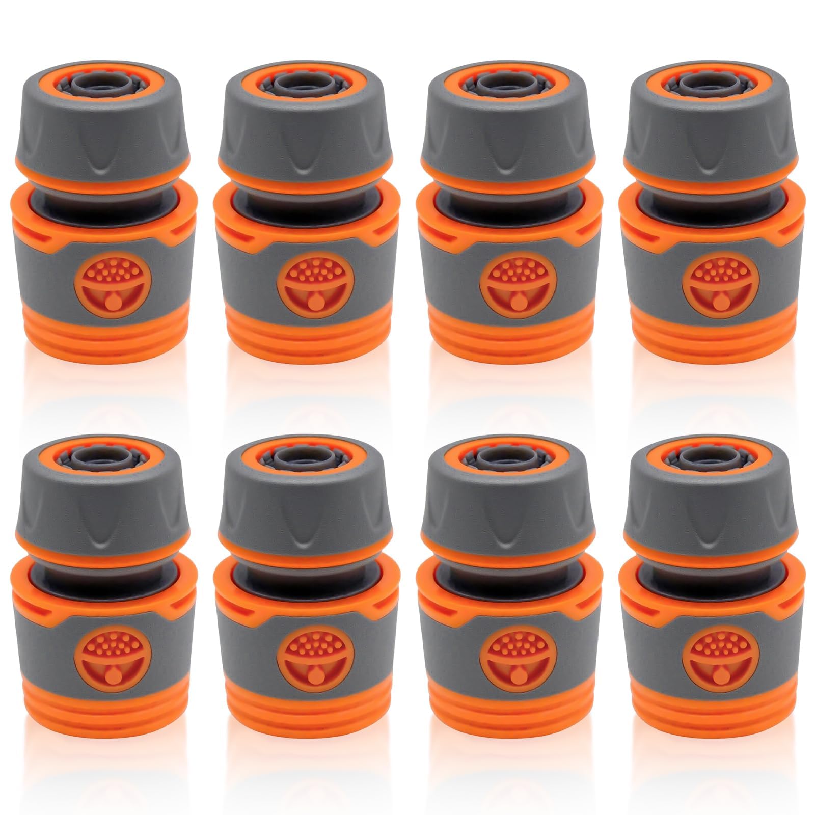 8 Pack Garden Hose Connectors, 1/2 Inch Quick Connect Hose End Fittings with Rubberised Grip for Hosepipes, Tap Adaptors, Spray Guns and Sprinklers