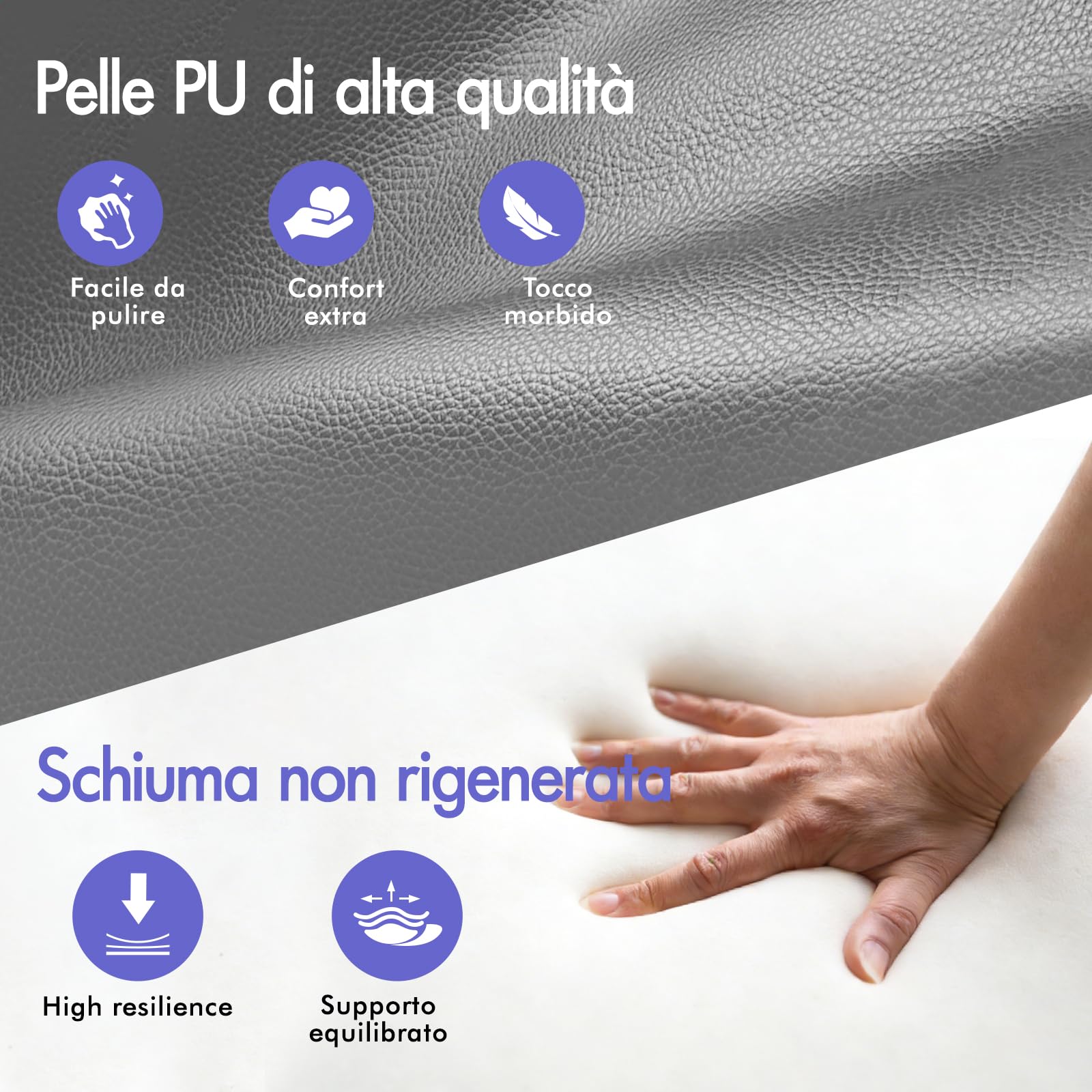 ALFORDSON Sedia Ufficio Ergonomica con Massaggio, Sedia Scrivania con Supporto Lombare e Poggiapiedi, Poltrona Girevole con Rotelle per Ufficio e Studio Sala Riunioni, Similpelle(Grigia)