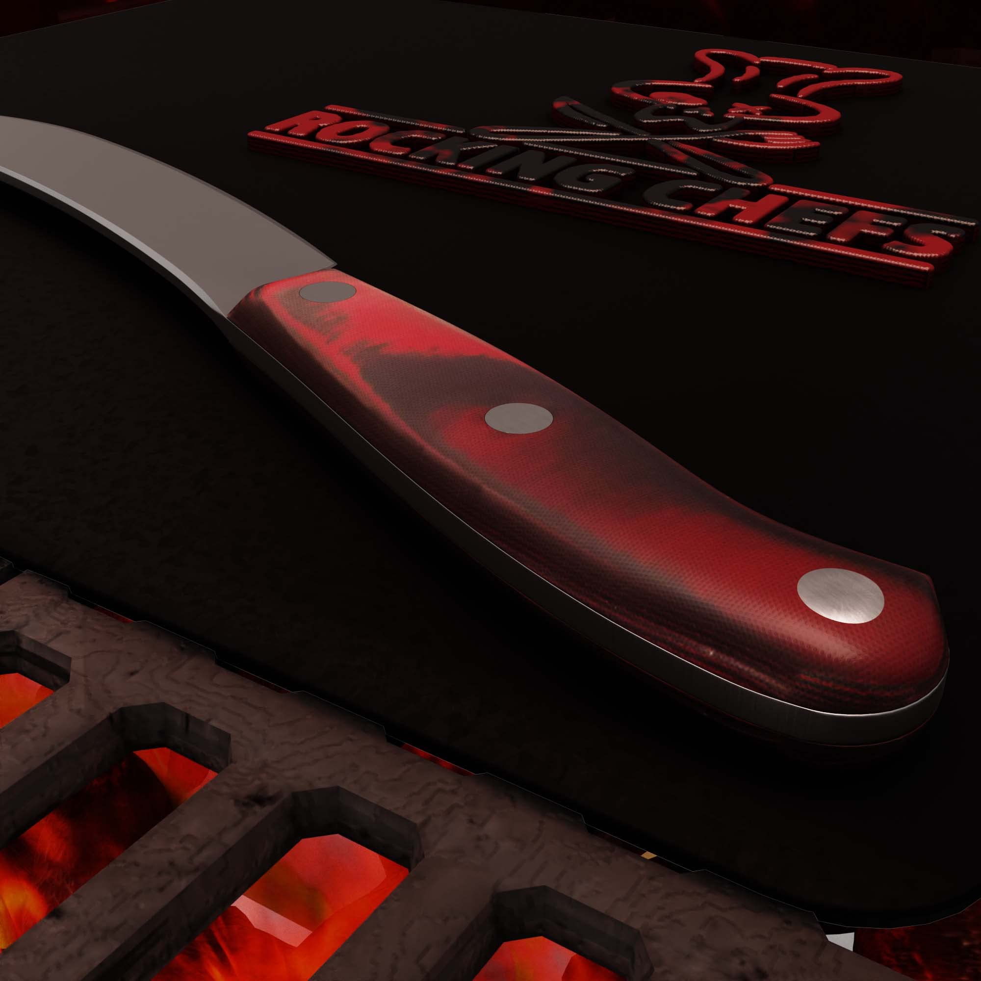 Giesser seit 1776 - Made in Germany - Spickmesser 10 cm Rocking Chefs, PremiumCut Office No 1, Officemesser, Micarta, rot, genietet, rostfrei, deutsches Grillmesser scharf