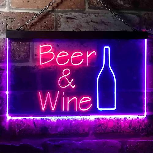 Miniatura 2 de ADVPRO Cerveza Vino Bottom Bar Club Garage Dual Color LED Neon Sign Rojo y Azul 24" x 16" st6s64-i3391-rb