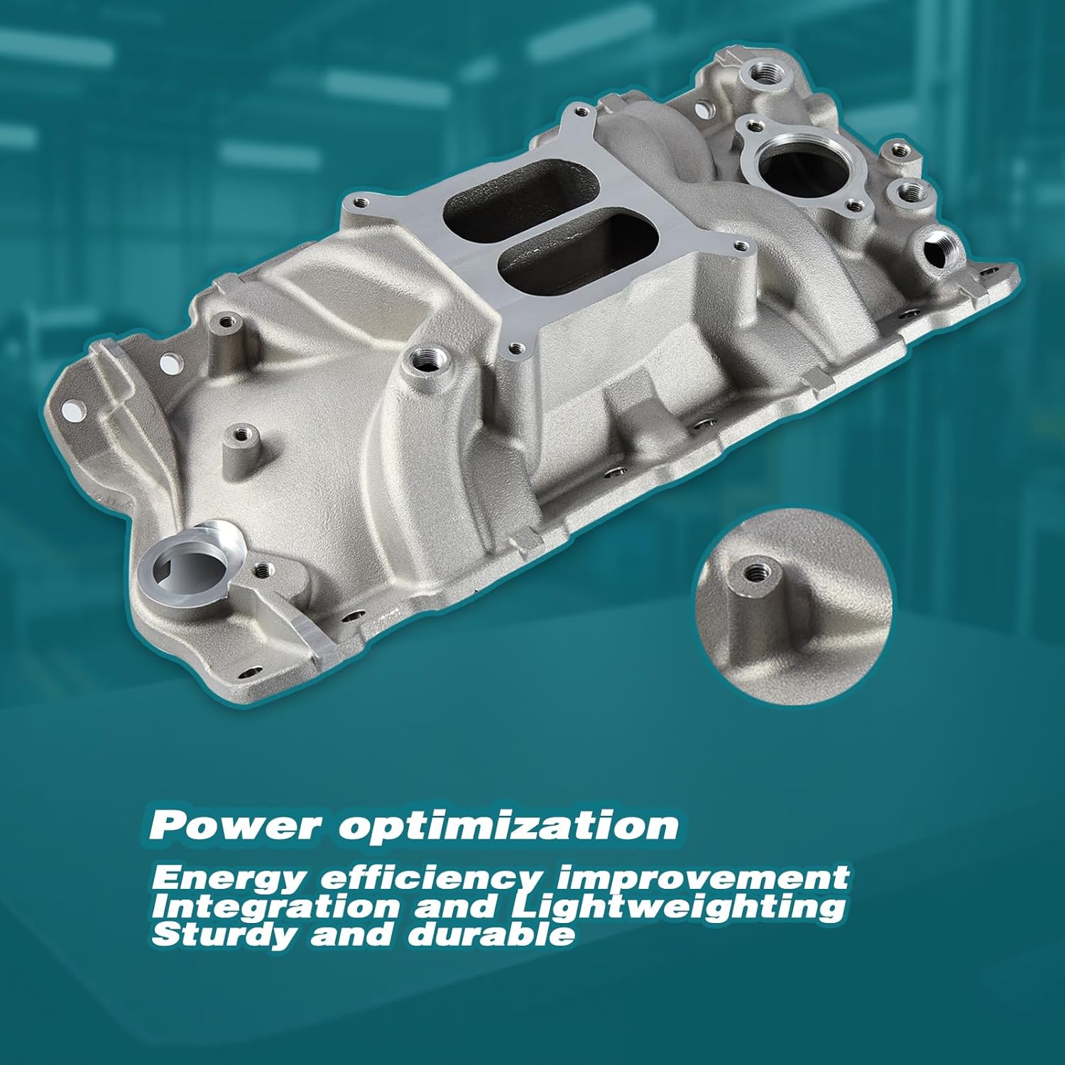 2701 Intake Manifold Aluminum Dual Plane SBC Compatible with Chevy Small Block 305 327 350 262-400 V8 Engine 1955-1986 5500 RPM Range Silver