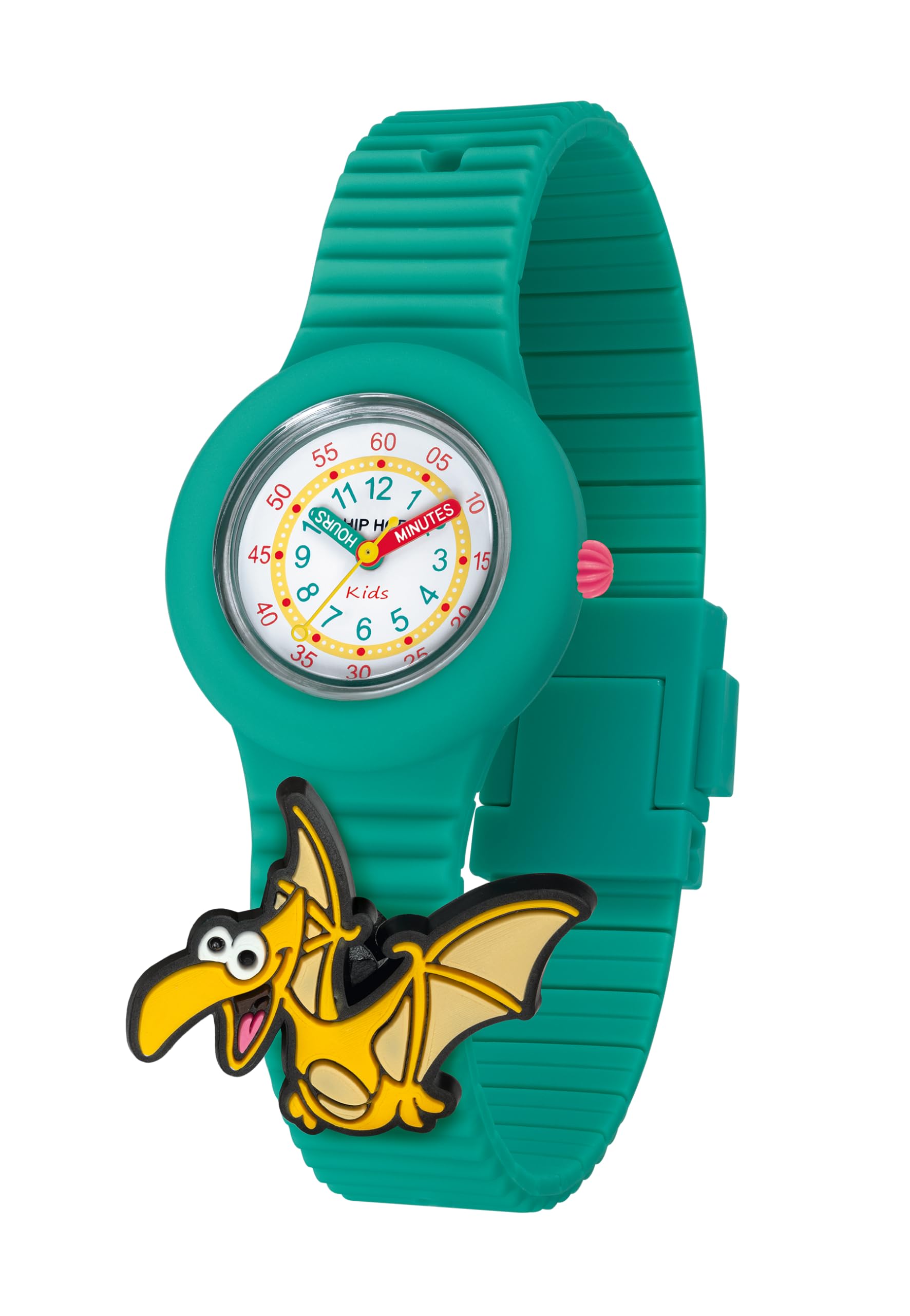 HIP HOP, PINTASTIC Kollektion, Kinderuhr, Quarzuhrwerk, Gehäuse 32 mm, wasserdicht, Armband aus hypoallergenem Silikon, mit 5 dekorativen Elementen zum Thema inklusive, Geschenkidee