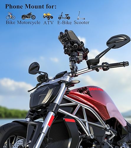 Miniatura 2 de BRCOVAN Soporte de teléfono para motocicleta con amortiguador de vibraciones, abrazadera de teléfono celular antivibración, ajuste de manillar de