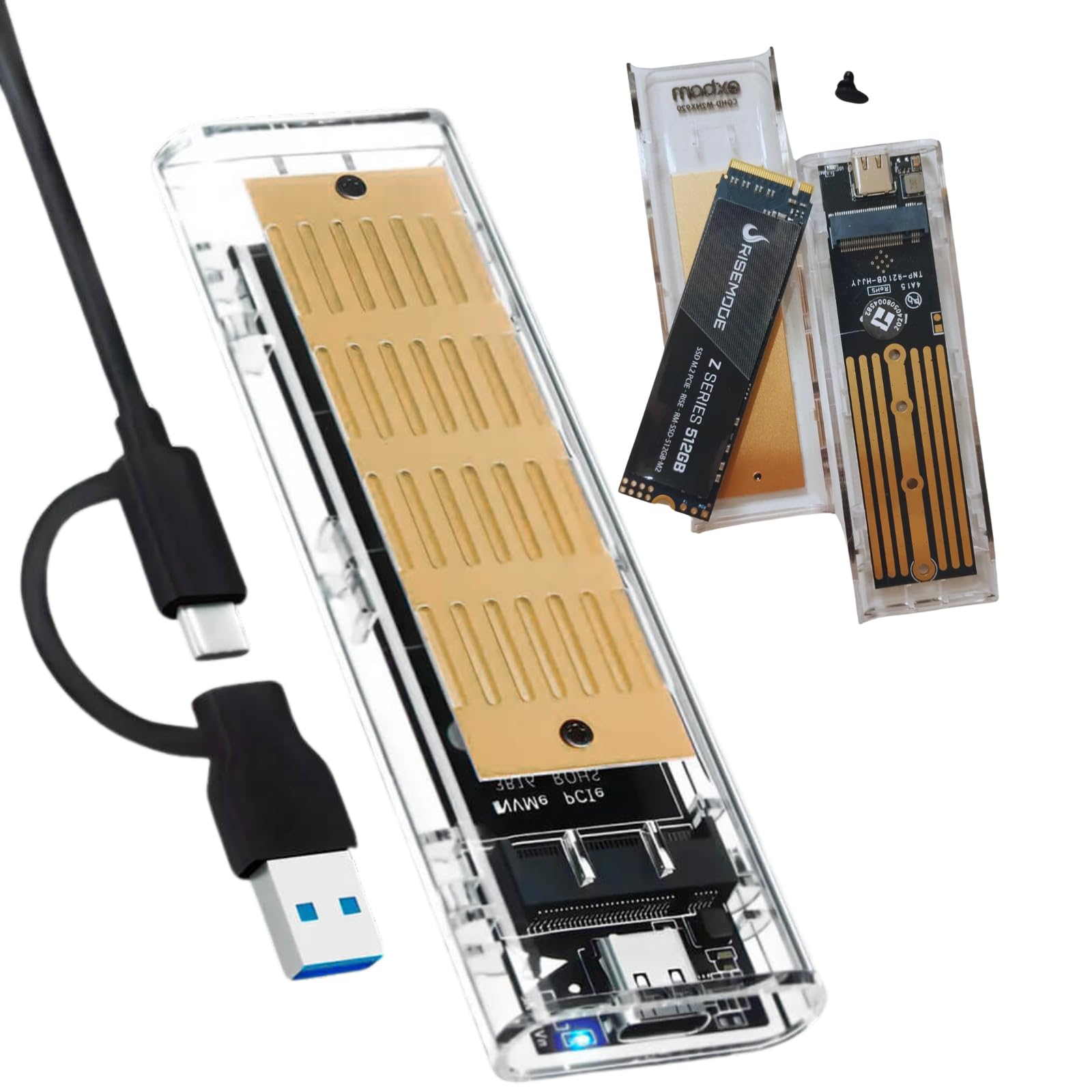Case Externo para SSD M.2 NVMe/NGFF com Dissipador de Calor - USB