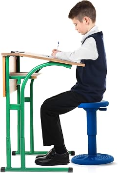 Studico ActiveChairs Adjustable Wobble Chair, Flexible Classroom Seating improves Focus, Posture & Helps ADHD/ADD. Classroom Stools, Active Wobble Chairs, Adjusts from 16.65 to 23.75 Ages 13-18 Blue