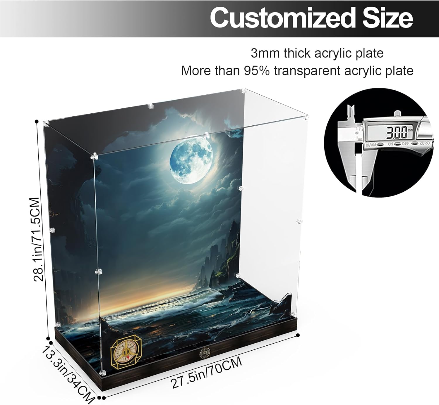 Acrylic Display Case for Lego Icons Captain Jack Sparrow's Pirate Ship, with LED Light, Display Box Compatible with Lego Black Pearl 10365- Case Only, No Model