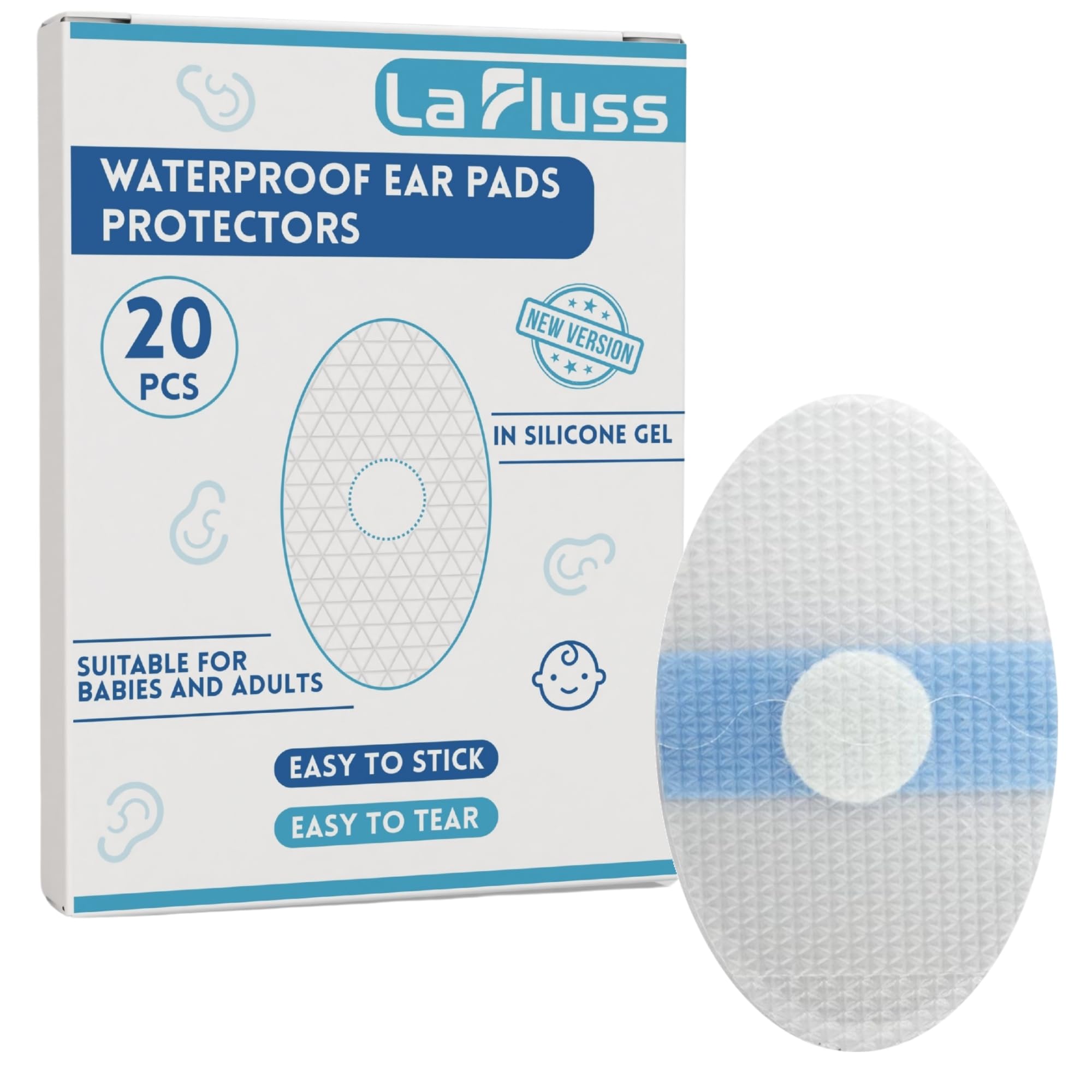 Ear Covers for Shower La Fluss | Waterproof Silicone Ear Protectors | Cover Swimming Piercing Post Surgery | Adults Kids Bath | 6 Pack Reusable