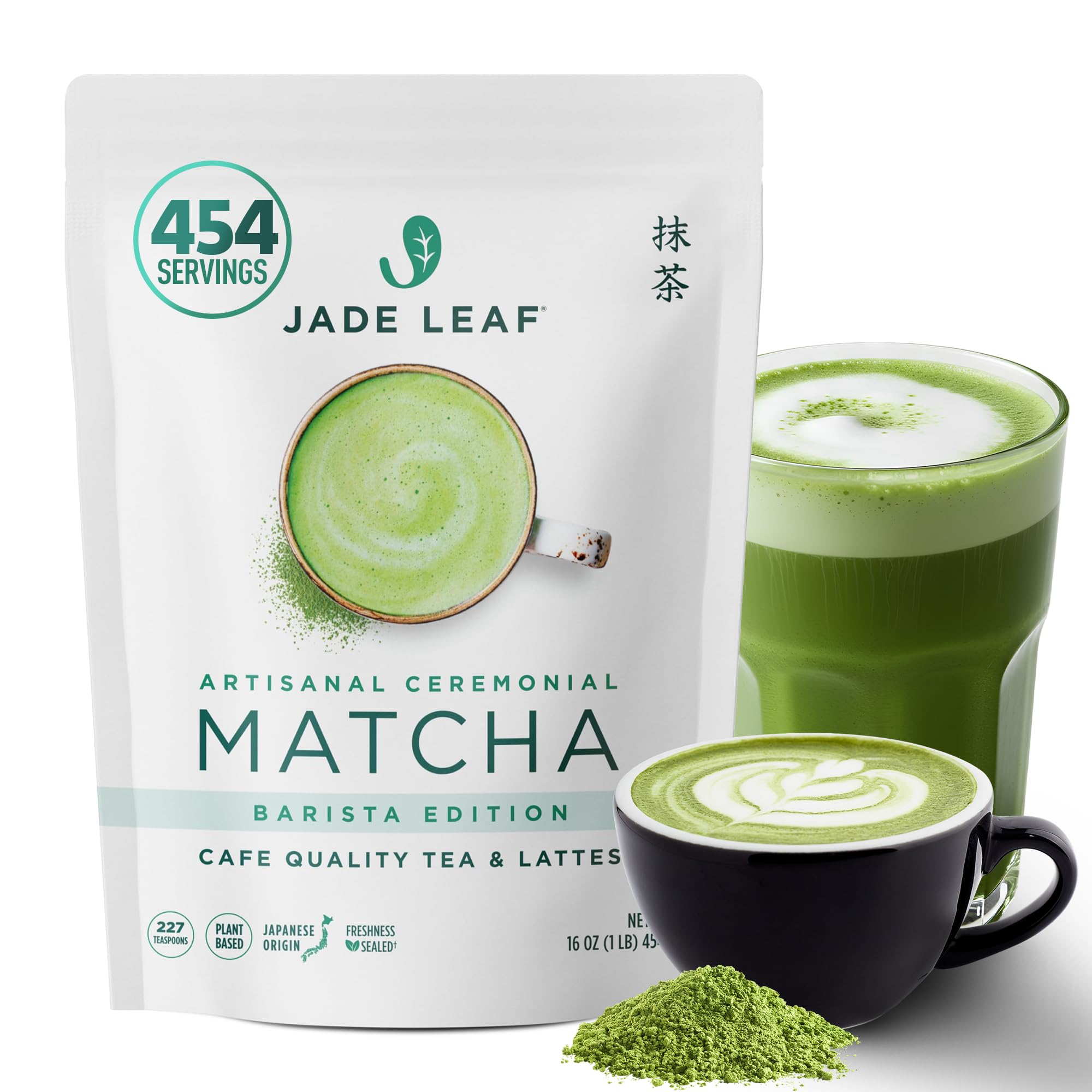 Ceremonial Grade Matcha Green Tea Powder - Authentic Japanese Origin - Artisanal Barista Edition For Cafe Quality Tea & Lattes (1 Pound Bulk Matcha)