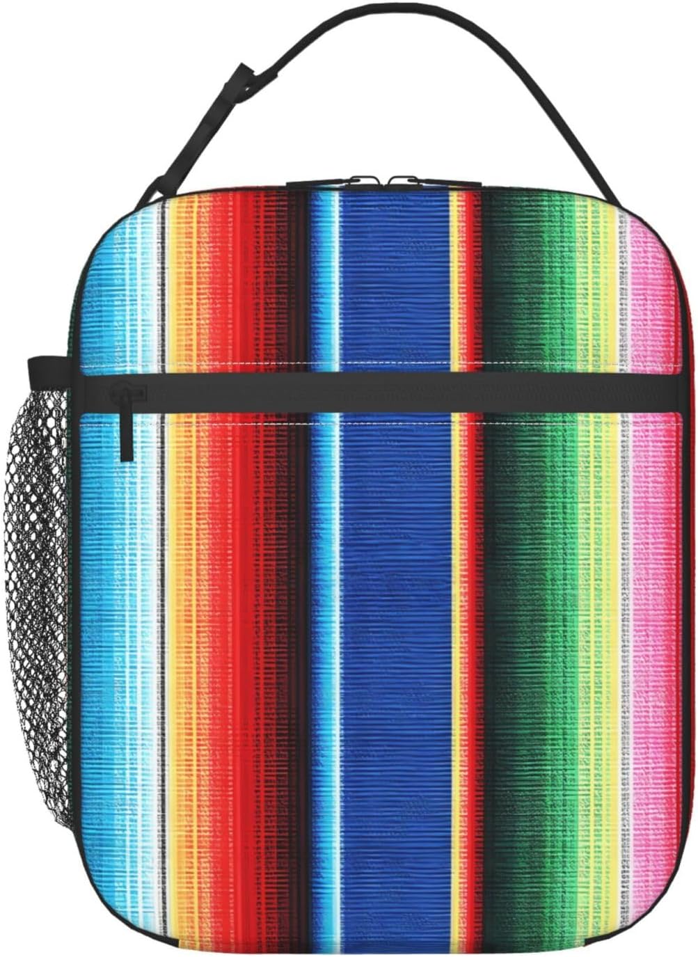 SUNNYEE Colorful Mexican Stripes Lunch Box Insulated Lunch Bags Reusable Picnic Bag Meal Tote Bag Portable Bento Container with Detachable Handle Lunchbox for Gym Office Hiking
