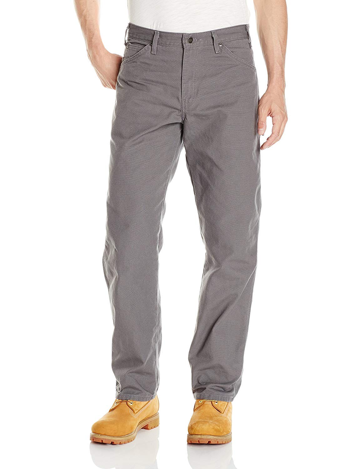 Dickies Men's Relaxed Fit Straight-Leg Duck Carpenter Jean, Slate, 34W x 32L