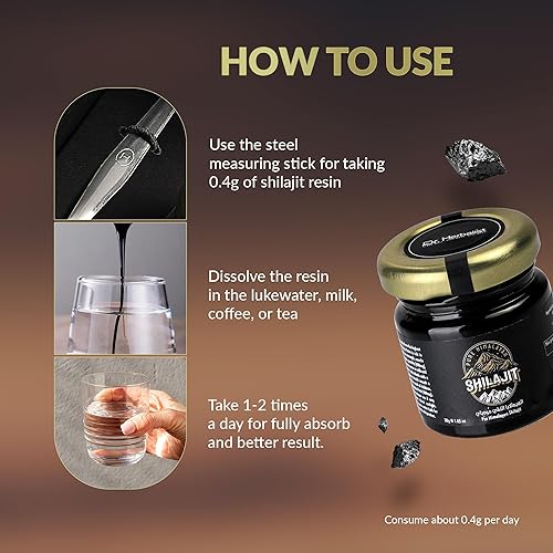 Miniatura 6 de Resina Shilajit pura del Himalaya de 400 mg Shilajit con ácido fúlvico y más de 85 minerales traza energía natural y apoyo de vitalidad para hombres