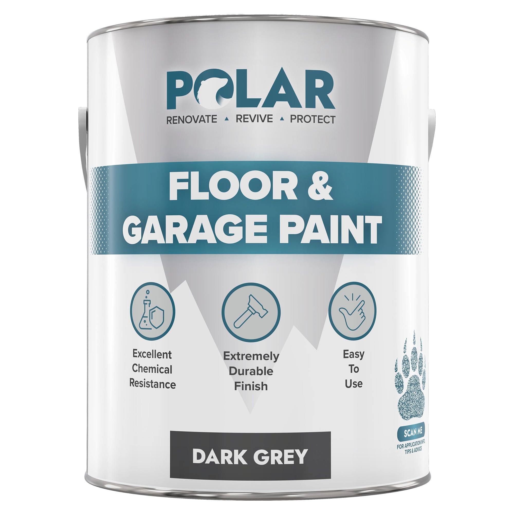 Polar Dark Grey Floor & Garage Paint - 5 Litre | Ideal Garage Floor Paint for Garages, Warehouses & Concrete Floors | Hard Wearing & Slip Resistant | Mid-Sheen Finish | Interior Use