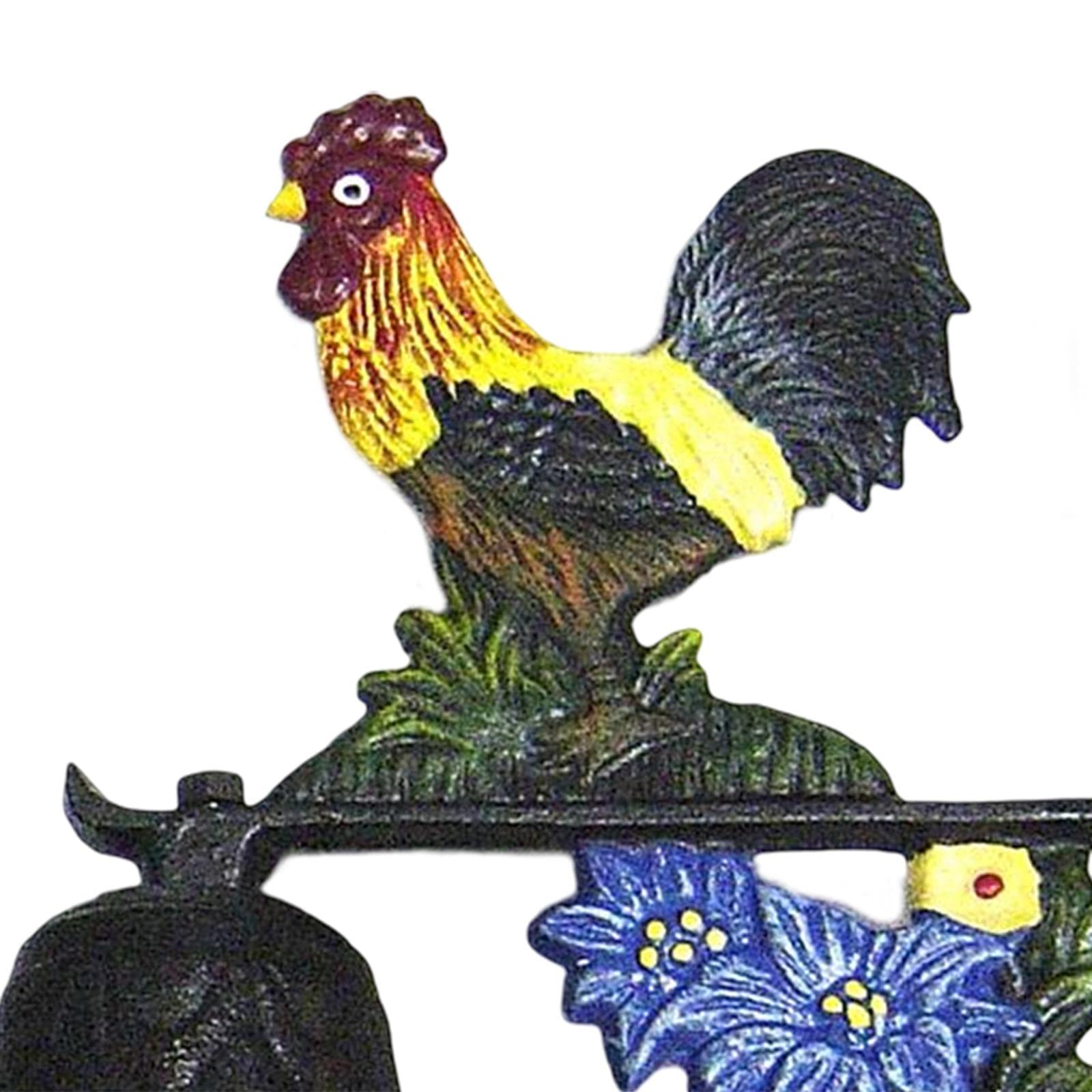 LOVIVER Campana de Pared de Hierro Fundido rústico, Campana de Puerta de Gallo Que sacude manualmente Decorativa Colgante para la decoración de la