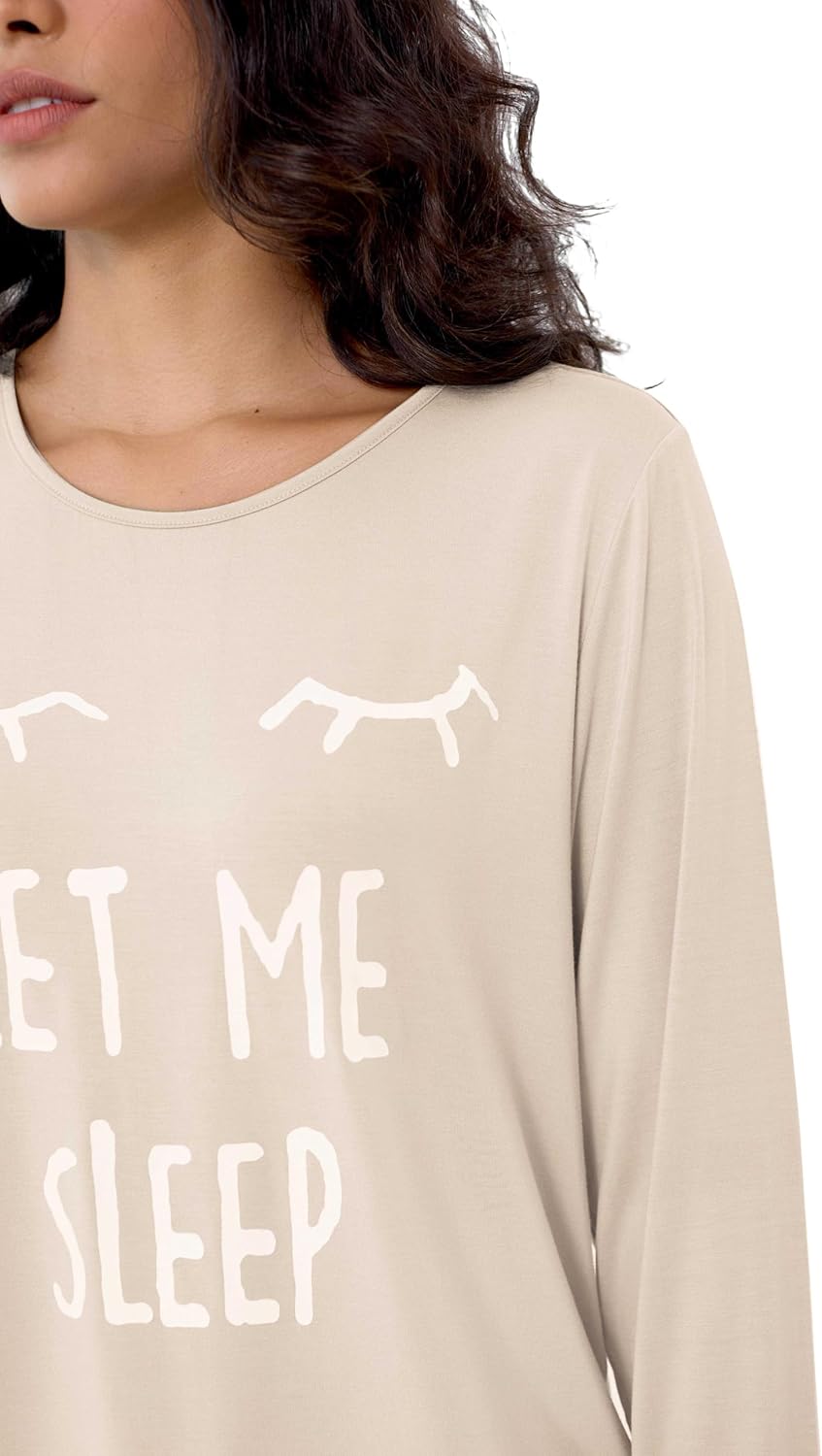 Joyaria Women Bamboo Viscose Pajama Set Super Soft Comfy Cooling Long Sleeve Cute Printed PJ Top & Polka dot Pant with Pocket - Image 3