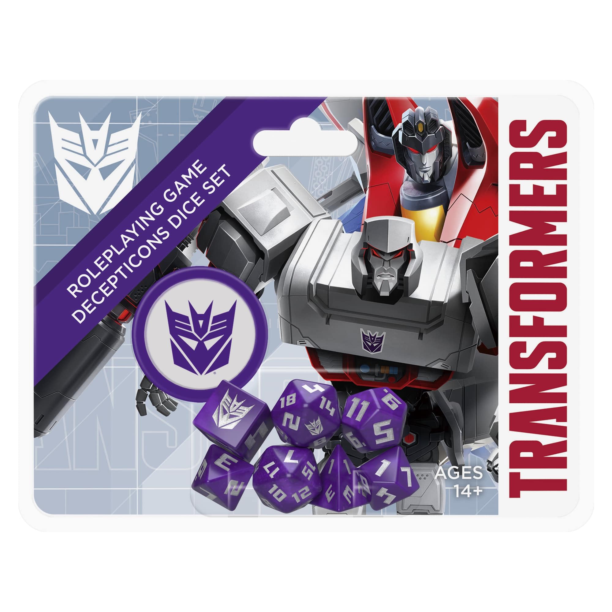Renegade Game Studios: Transformers RPG Decepticon Dice Set - 8 Pieces - Roleplaying Game Accessory, Designed for The Essence20 Roleplaying System