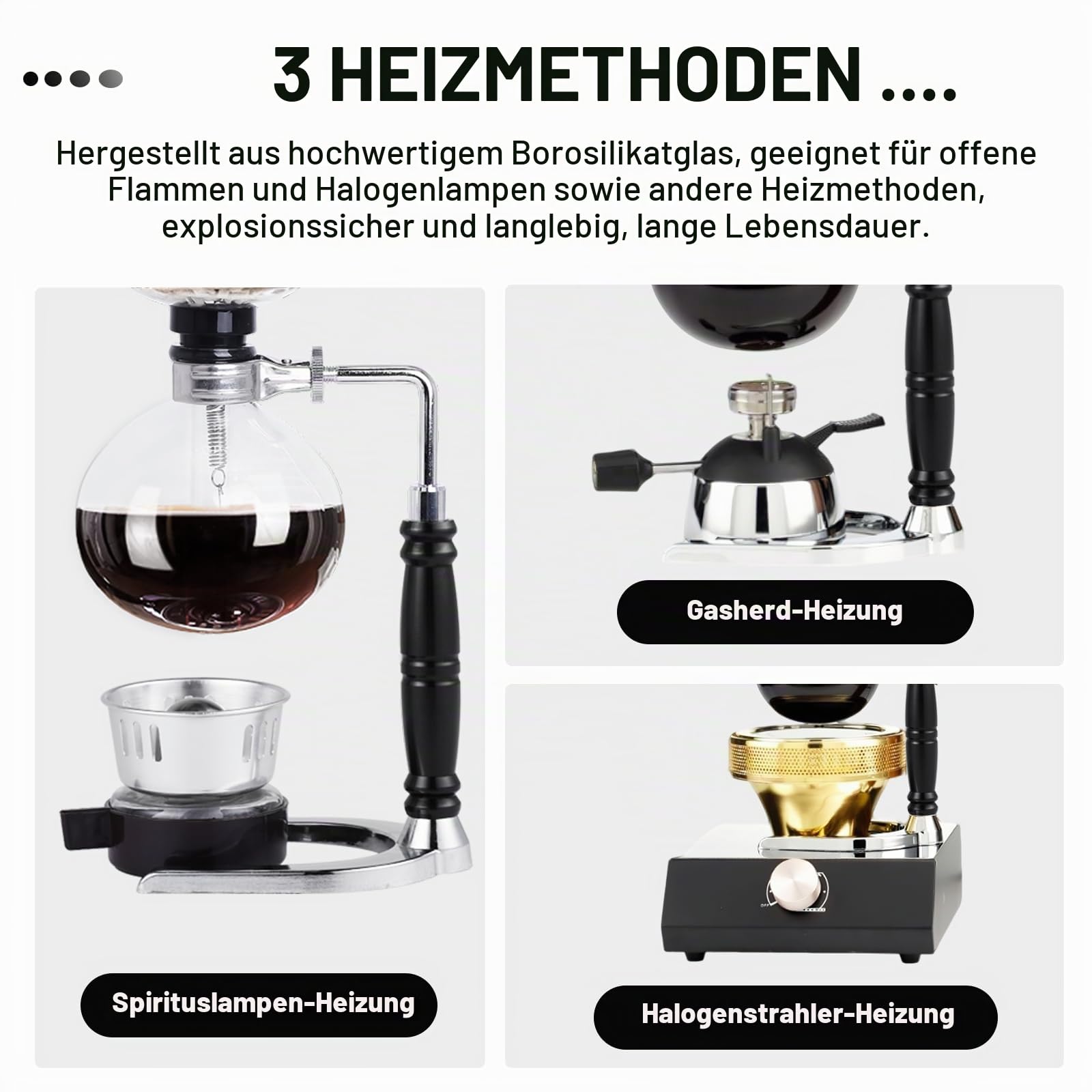 YUCHENGTECH Syphon Kaffeemaschine, Glas, 5 Tassen（600ml）
