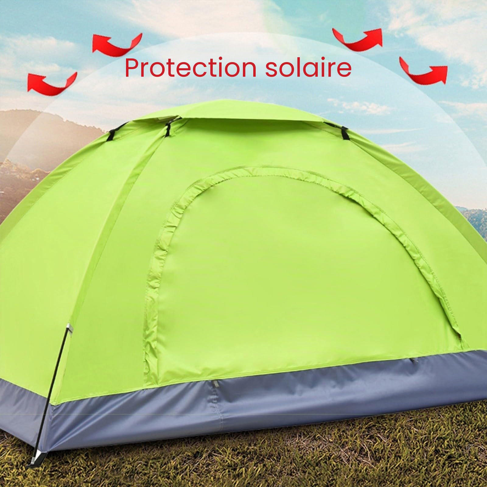 Tente de camping ultralégère en tissu Oxford imperméable pour 1/2 personnes, installation instantanée pour randonnée, randonnée