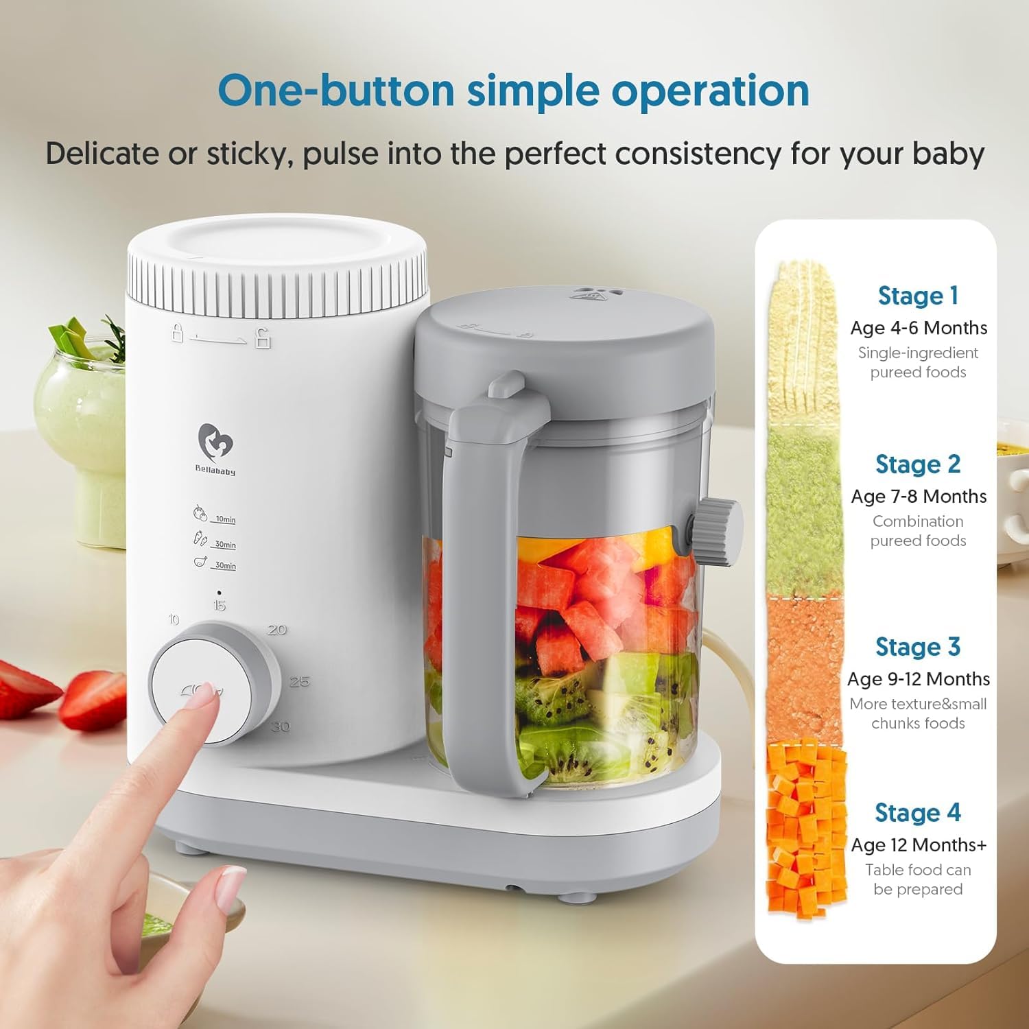 Bellababy Babynahrungszubereiter,Baby Food Maker,Babynahrungsprozessor,BabyDampfgaren eine stufe Dampfgarer Mixen,einfache Reinigung