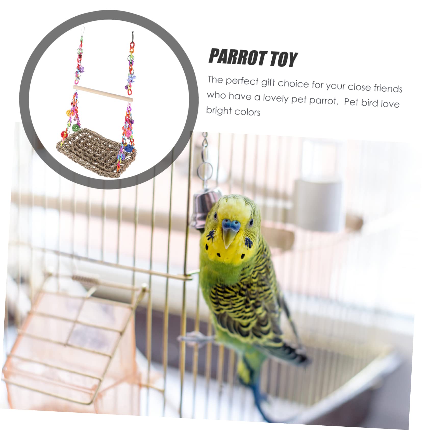 Altalena Giocattolo per Pappagalli Sospesa da Arrampicata | Fibre Naturali e Legno, Decorativa e Creativa, per Piccoli Animali e Parrocchetto
