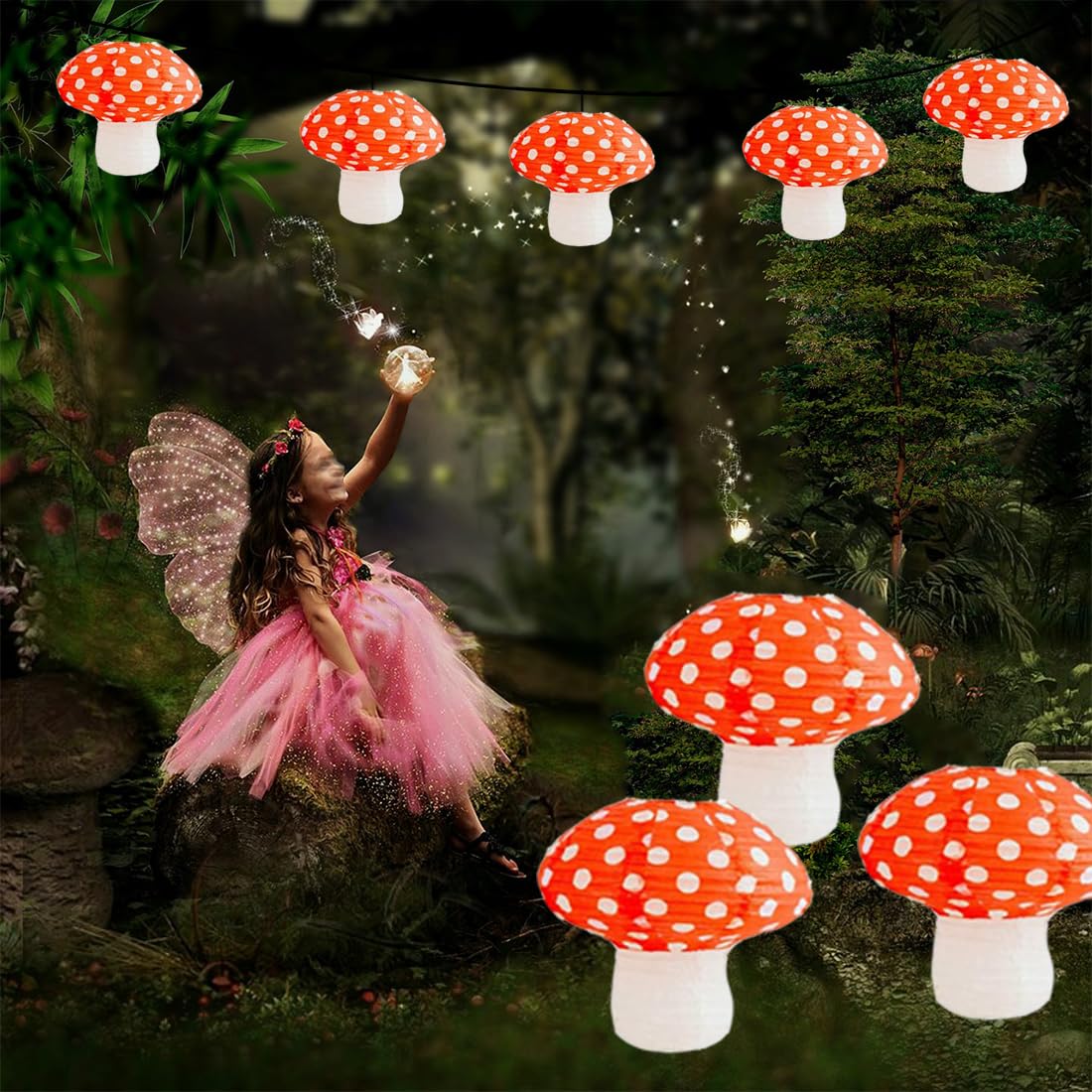 8 Stück Pilz-Papierlaternen, 3D-Pilzförmige Dekoration Papierlaterne, für Kinderzimmer, Weihnachten, Party, Dekoration, 20,3 cm, 27,9 cm (8 Stück)