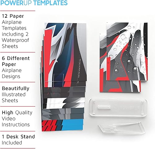 Miniatura 3 de 12 plantillas de aviones de papel para POWERUP 2.0 y 4.0. Plantillas de aviones de papel de color y soporte de exhibición para avión. POWERUP 2.0 o