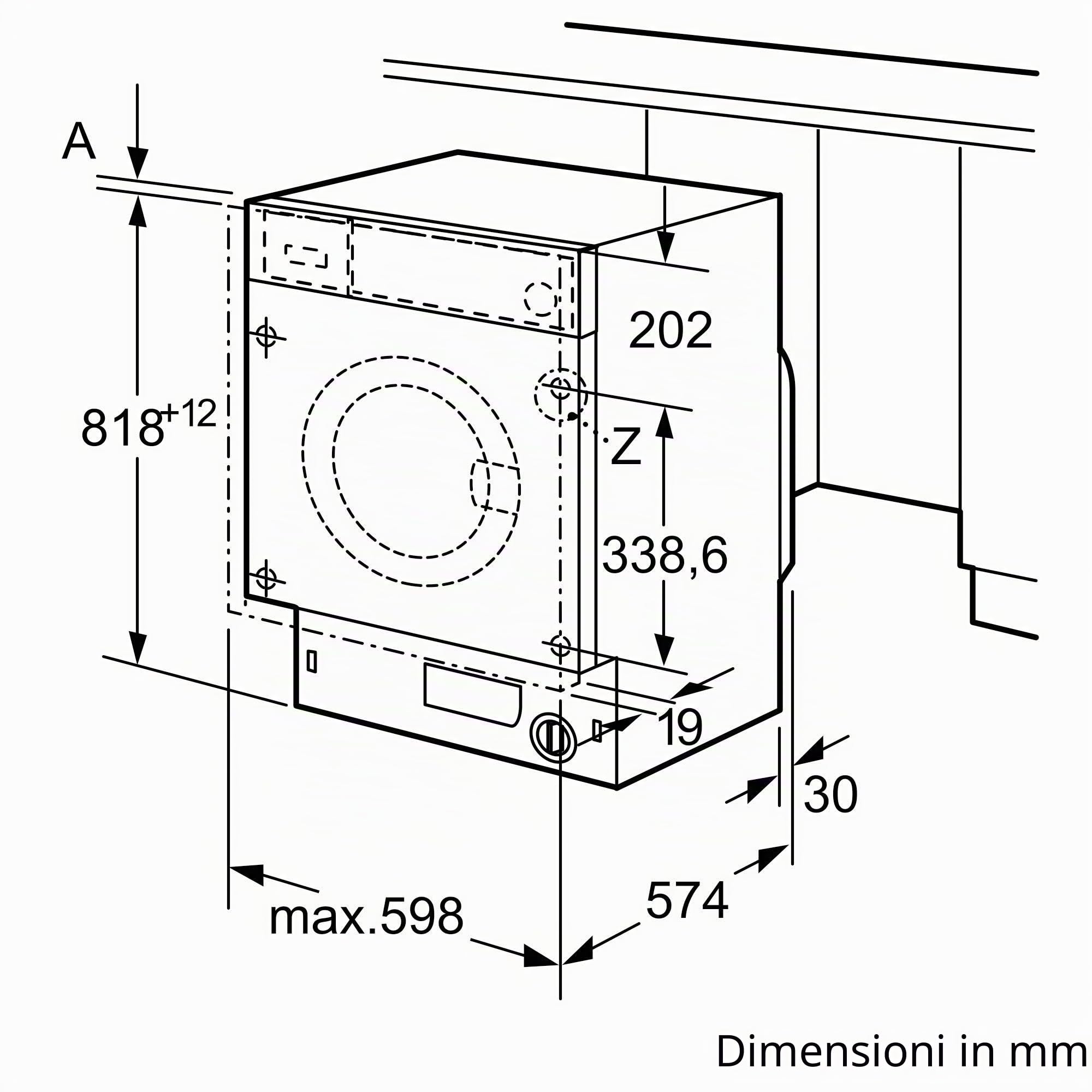 Siemens WI14W443 - Lavatrice da incasso iQ700, con caricamento frontale da 8 kg, 1400 giri/min, speedPack L, display a LED, timeLight, bianco, 60 cm