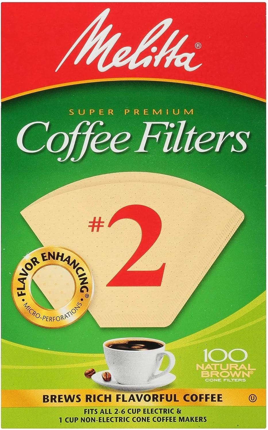 Melitta Cone Coffee Filter #2 100 Count- Natural Brown 1 Box - Image 1 of 10