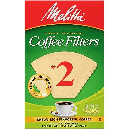 Melitta No 2 Cone Coffee Filter in Natural Brown Set of 10