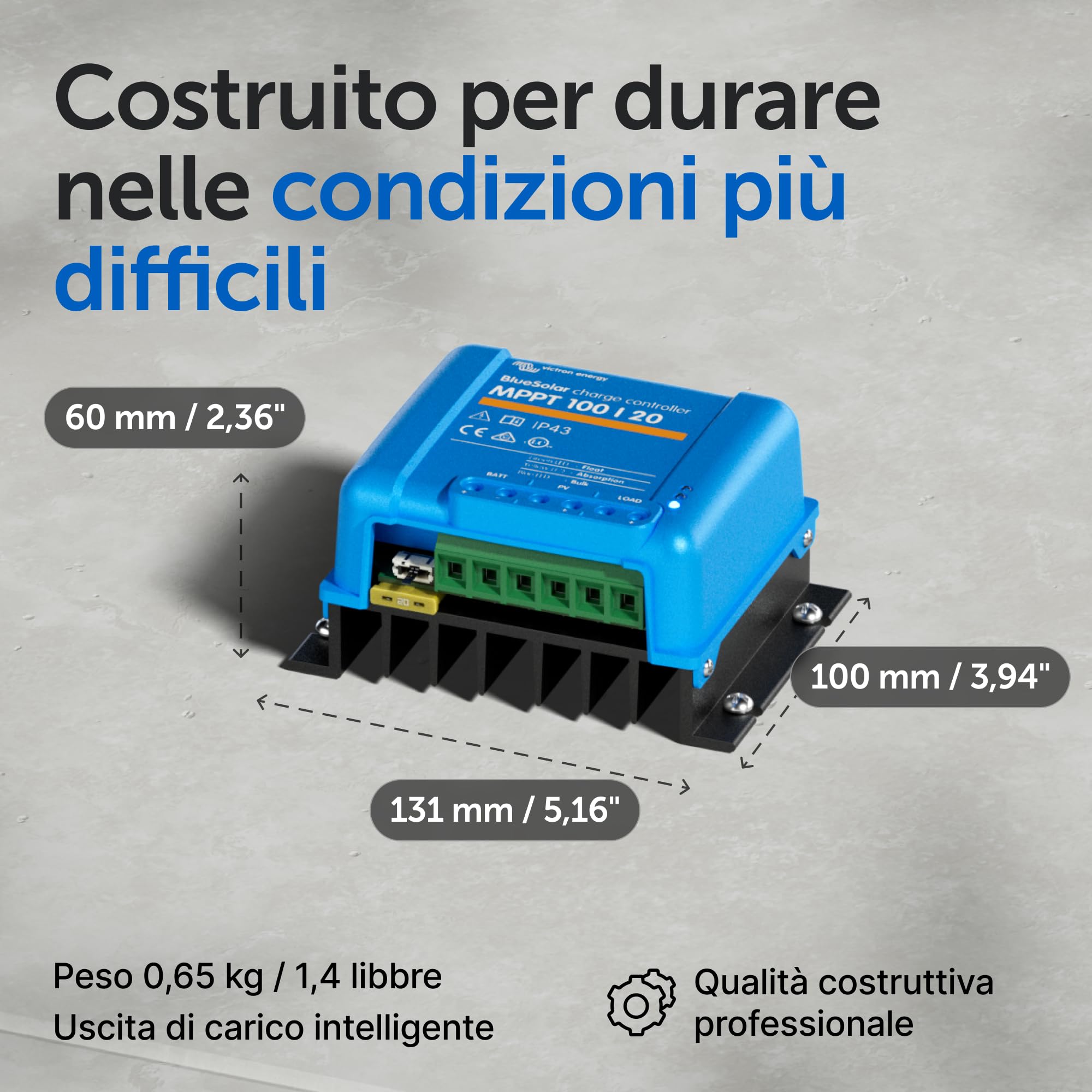 Victron Energy BlueSolar MPPT 100V 20 amp 48-Volt Regolatore di Carica Solare