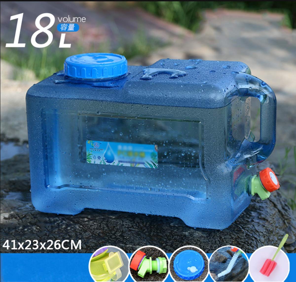 Bidones agua Bidón De Agua Tanque De Acampar Depósito Del Envase Del Agua Potable Con Grifo Envase Agua Que Acampa Para Escritorio, Plástico, Ideal Para Oficina, Camping, Zumo, Cóctel (Size : 18L)