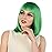 eNilecor Short Bob Hair Wigs 12 Straight with Flat Bangs Synthetic Colorful Cosplay Daily Party Wig for Women Natural As Real Hair+ Free Wig Cap (Green)