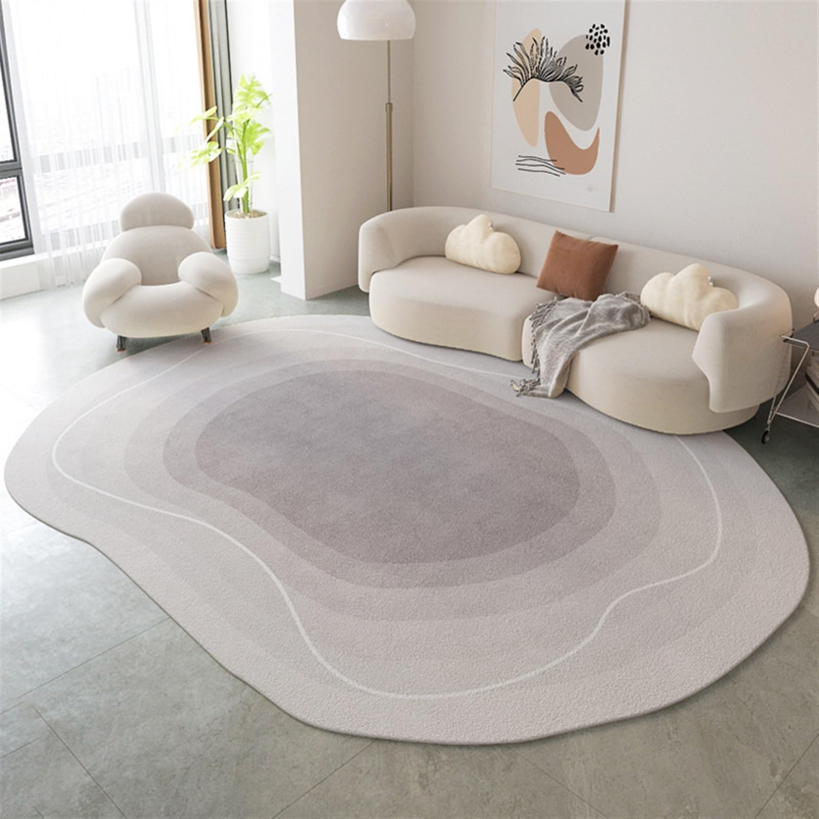 Tapis ovale abstrait moderne et élégant pour le design de la chambre à coucher