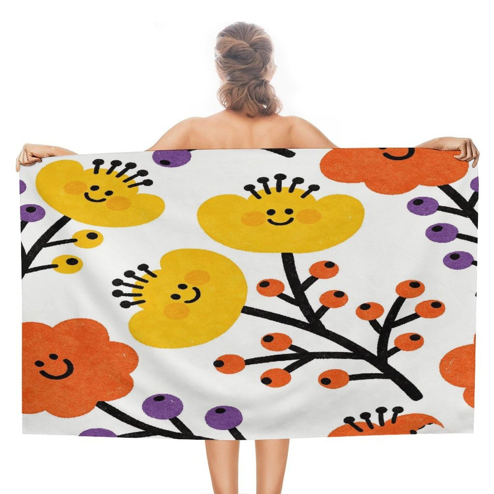 LZQPOEAS Flower Branch Pattern Cute Beach Towel 51x31 Inch Oversized Soft Bath Towel Luxury Plush Thick Hotel Swim Pool Towels Super Quick Dry Travel Towels for Camping Gym Sports Yoga