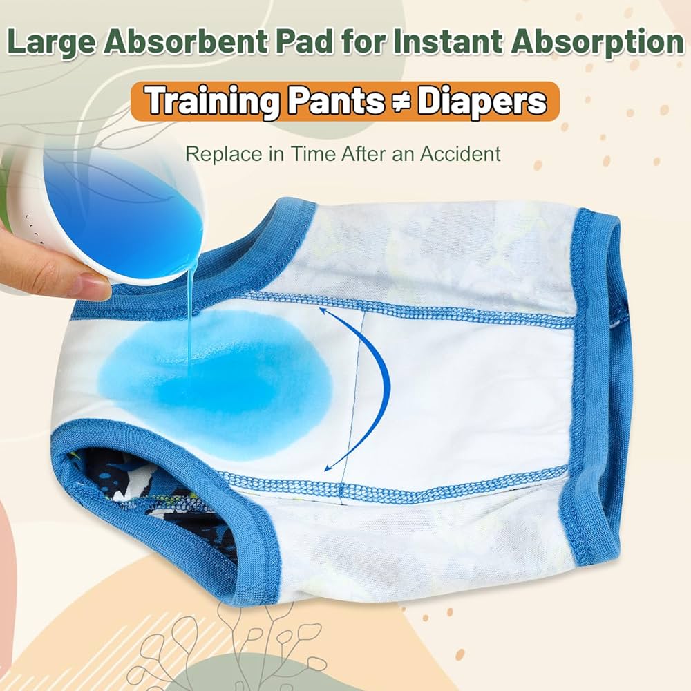 Culottes Apprentissage Propreté Garçon - Lot De 8, 100% Coton, Structure 6 Couches - Lavable Machine - Taille 2-6 Ans