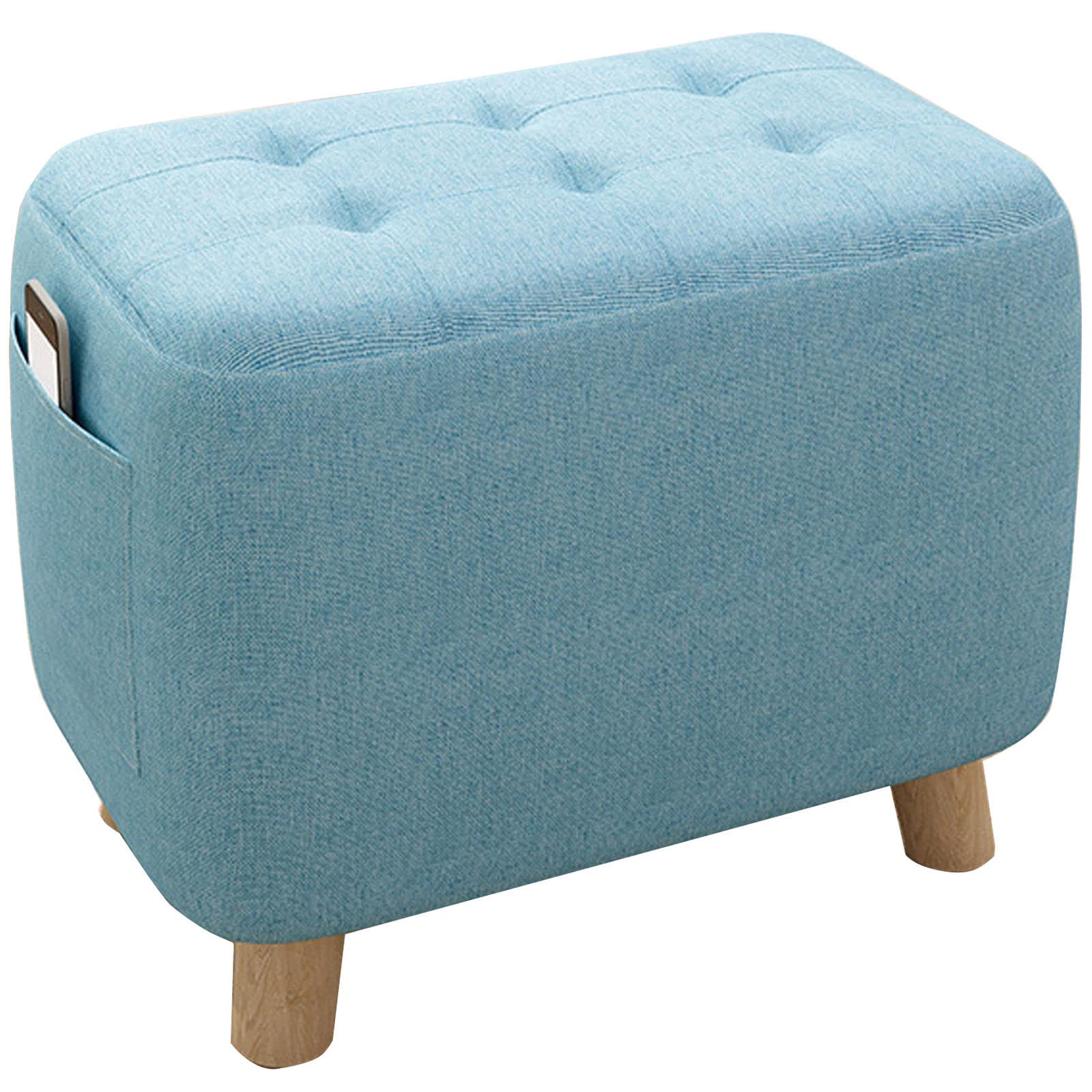 Pouf carré avec poche repose-pieds empilable pour salon et bureau