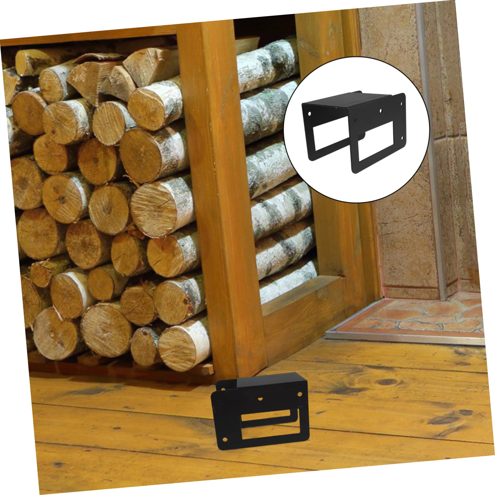 STOBAZA 2pezzi Porta Legna in Acciaio con Staffe e Viti Rastrelliera per Legna da Ardere per Esterni e Interni Accessorio per Patio e Giardino